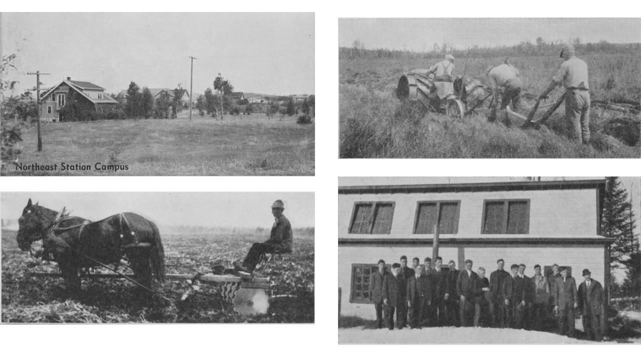 Four black and white photos of the Northeast Experiment Station
